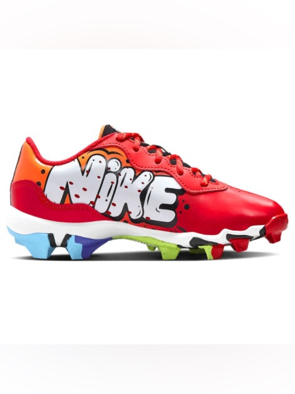 Nike youth red Alpha huarache 4 Keystone baseball cleats graffiti style Size 1Y